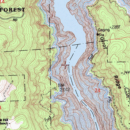 Topographic Map of Bullards Bar Dam (historical), CA