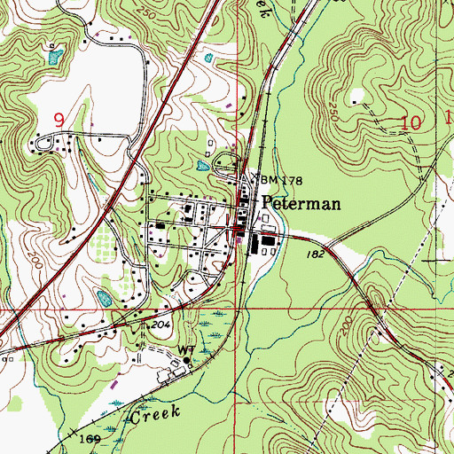 Topographic Map of Peterman Post Office, AL