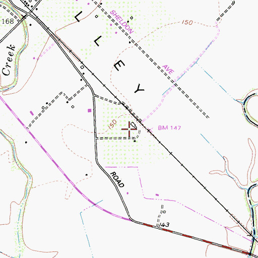 Topographic Map of Sawyers Crossing (historical), CA