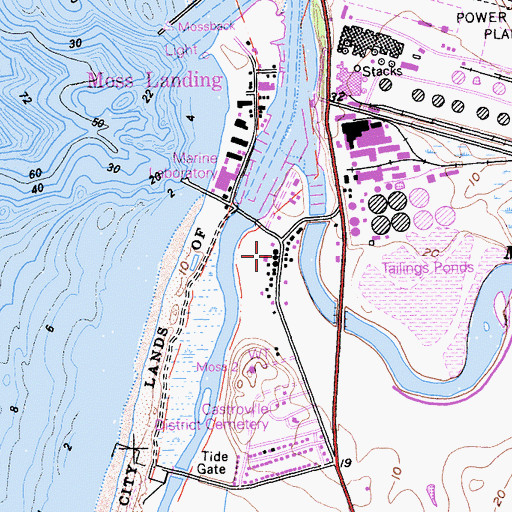 Topographic Map of Moss, CA