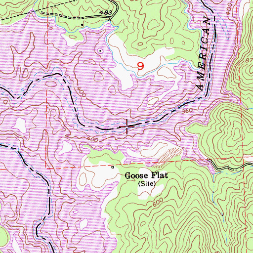 Topographic Map of Rattlesnake Bridge (historical), CA