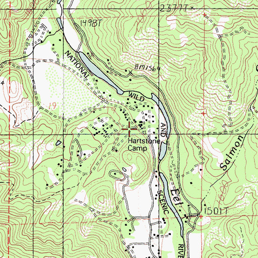 Topographic Map of Hartstone Camp, CA