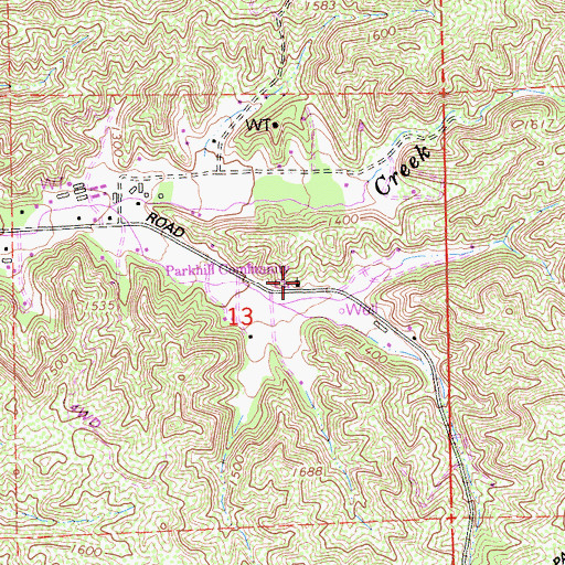 Topographic Map of Parkhill School (historical), CA