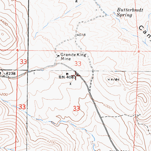 Topographic Map of Granite King Mine, CA