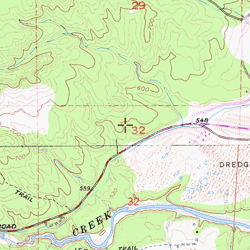 Topographic Map of Clear Creek Hydraulic Pits, CA