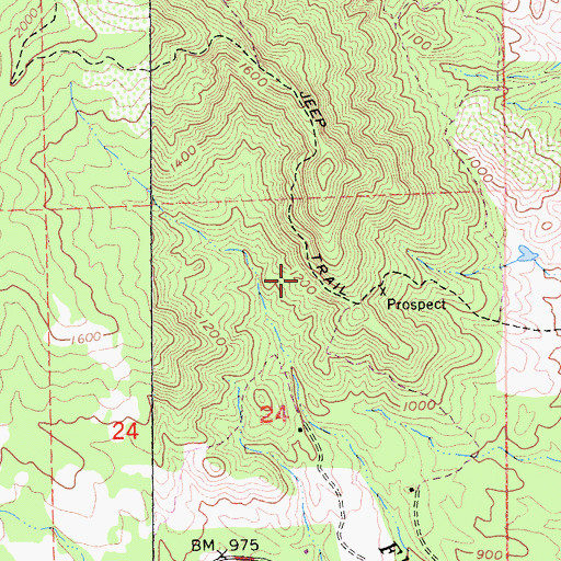 Topographic Map of Crownpoint Mine, CA