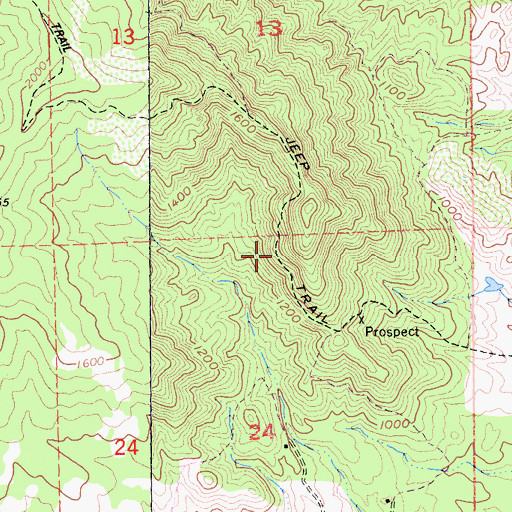 Topographic Map of Jensen Mine, CA