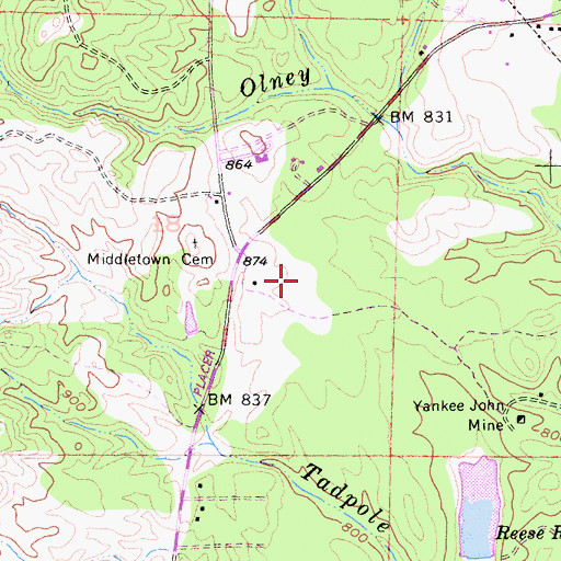 Topographic Map of Lechner Mine, CA