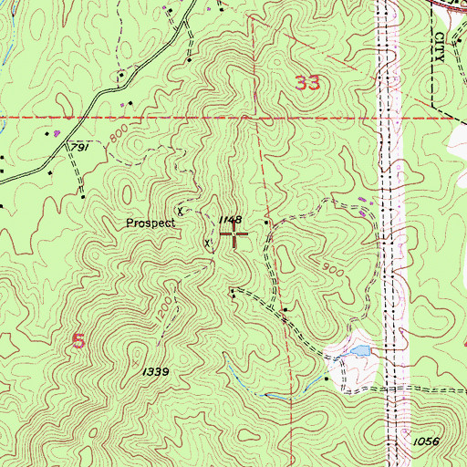 Topographic Map of Saddle Pocket Mine, CA