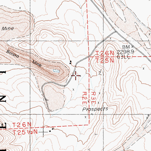 Topographic Map of Kern Borate Mine, CA
