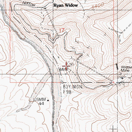 Topographic Map of Lizzie V Oakley Borate Mine, CA
