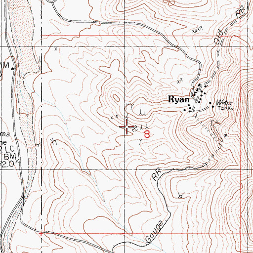 Topographic Map of Lower Biddy McCarthy Mine, CA