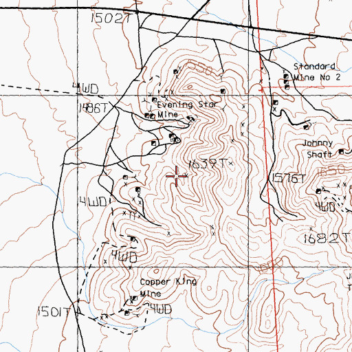 Topographic Map of Hartman Mine, CA