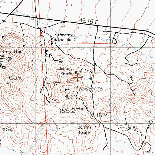 Topographic Map of Johnny Prospects, CA
