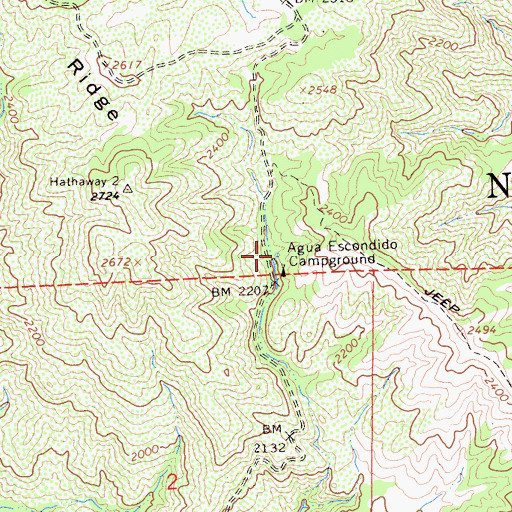 Topographic Map of Agua Escondida Spring, CA