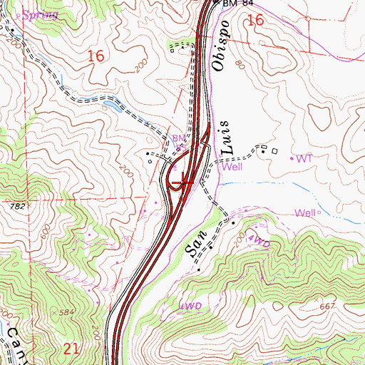 Topographic Map of Belleview School (historical), CA