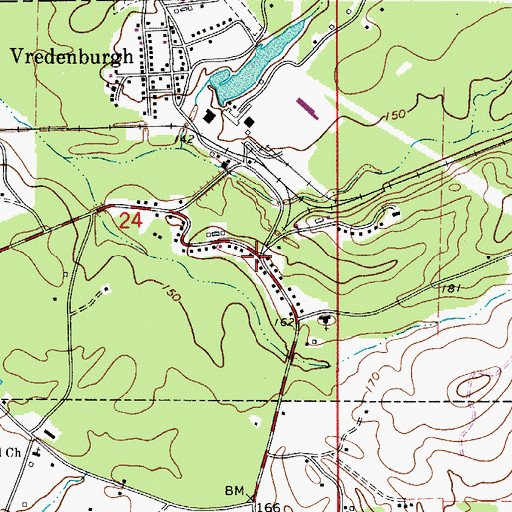 Topographic Map of Vredenburgh Post Office, AL