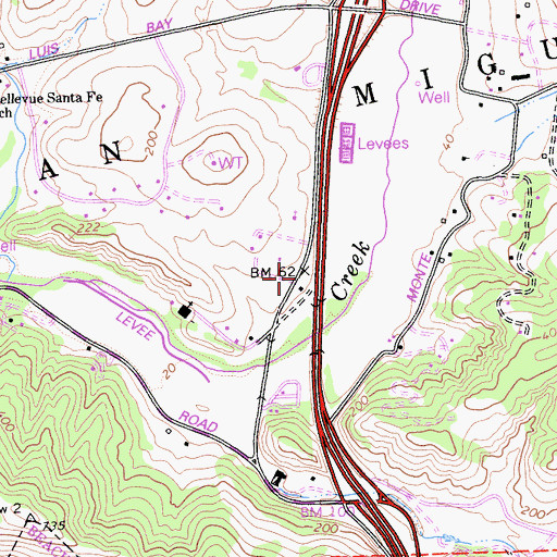 Topographic Map of Santa Fe School (historical), CA