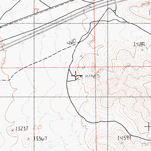 Topographic Map of Agnes Mine, CA