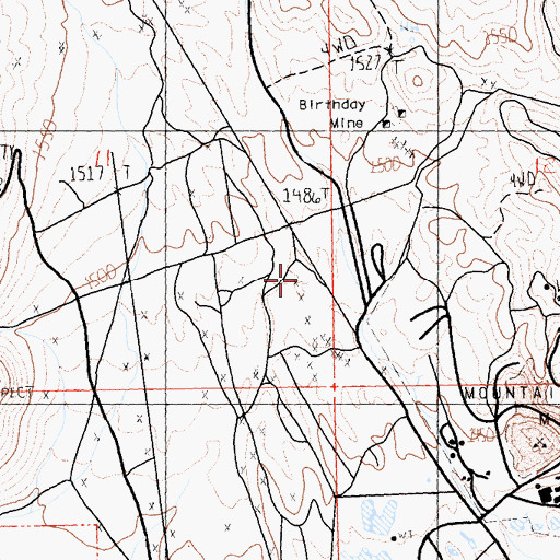 Topographic Map of Candy and Cake Number 3 Prospect, CA