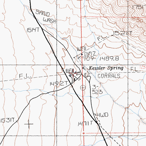 Topographic Map of Kessler Ranch, CA