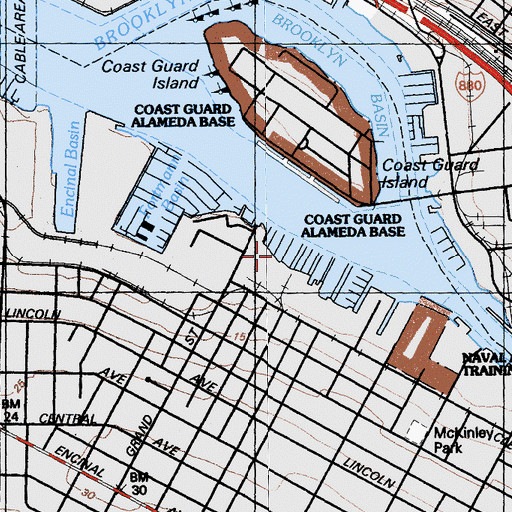 Topographic Map of Alameda Marina, CA