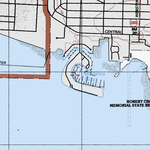 Topographic Map of Ballena Bay Marina, CA