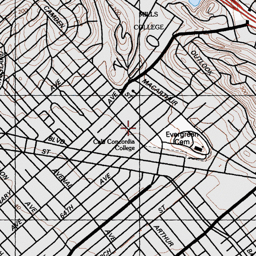 Topographic Map of Concordia Park, CA