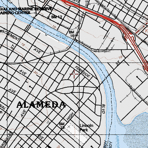 Topographic Map of Fernside, CA