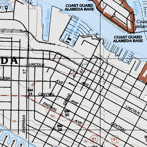 Topographic Map of Alameda City Fire Department Station 3, CA