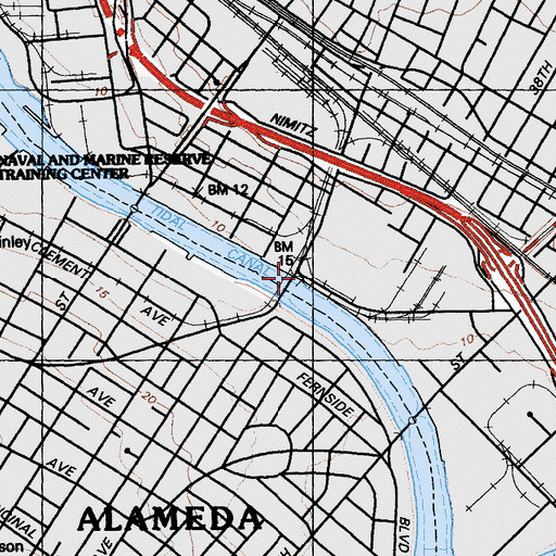 Topographic Map of Fruitvale Bridge Park, CA