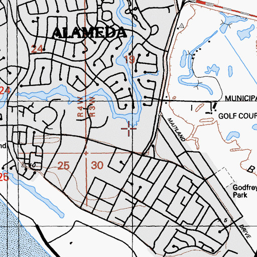 Topographic Map of Harbor Bay Landing Shopping Center, CA