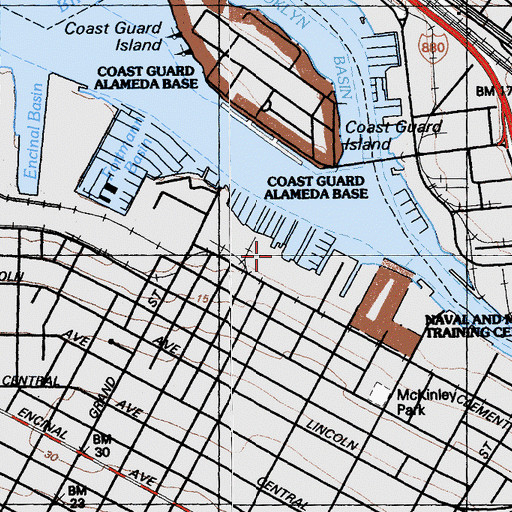 Topographic Map of Island Yacht Club, CA