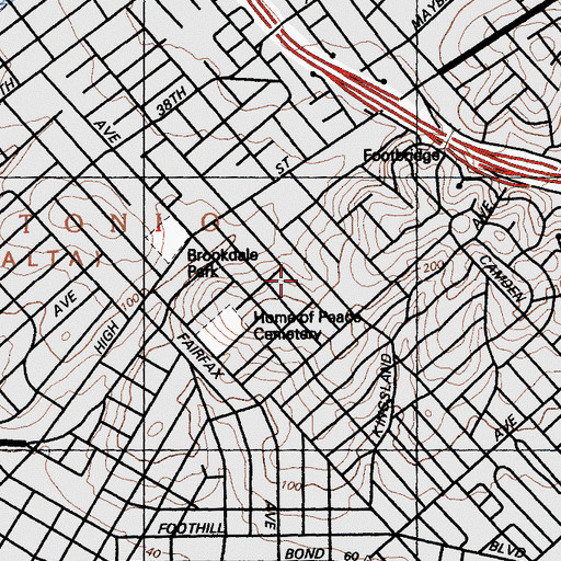 Topographic Map of Maxwell Park, CA