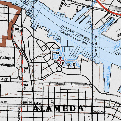 Topographic Map of Shoreline Park, CA
