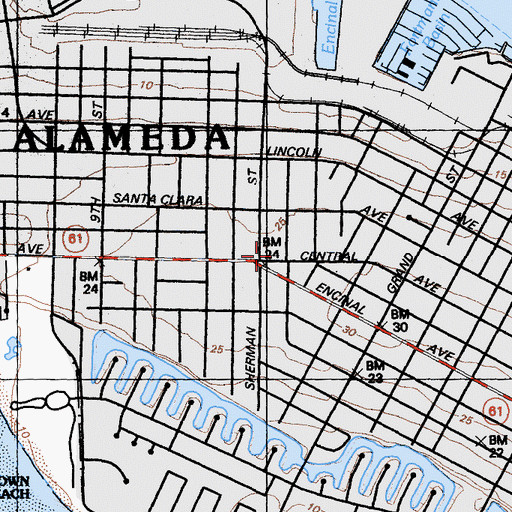 Topographic Map of Trinity Evangelical Lutheran Church, CA