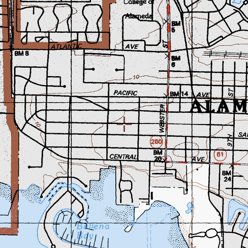 Topographic Map of Westside Baptist Church, CA