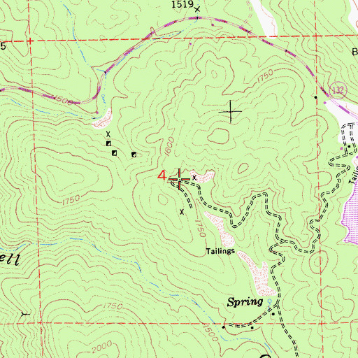 Topographic Map of Malvina Mine, CA