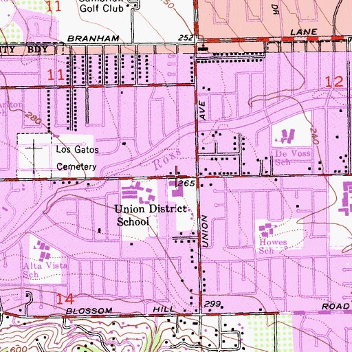 Topographic Map of Union School (historical), CA