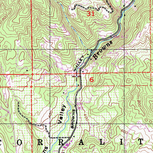 Topographic Map of Browns School (historical), CA