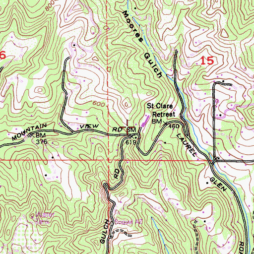 Topographic Map of Mountain View Ranch (historical), CA