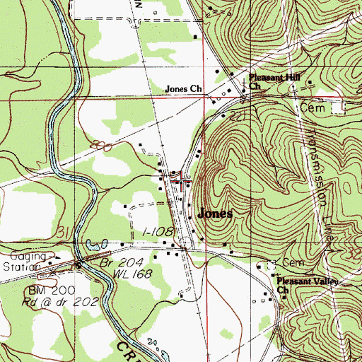 Topographic Map of Jones Post Office, AL
