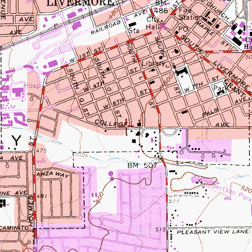 Topographic Map of First Baptist Church, CA
