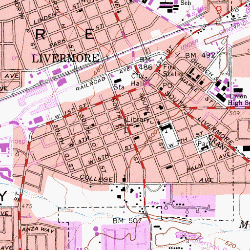 Topographic Map of First Presbyterian Church, CA