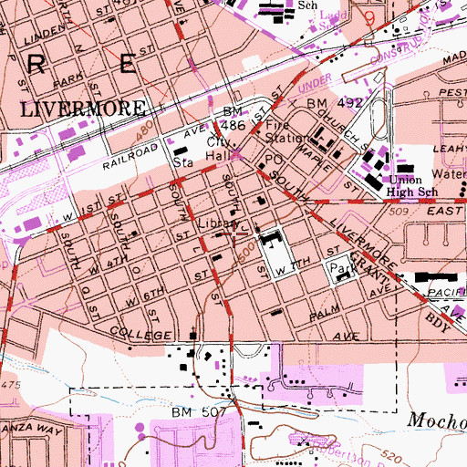 Topographic Map of Grace Episcopal Church (historical), CA
