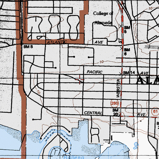 Topographic Map of Island High School, CA