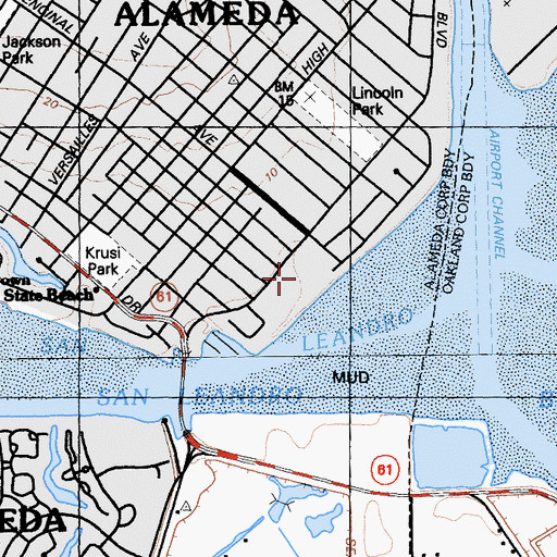 Topographic Map of Lincoln Middle School, CA