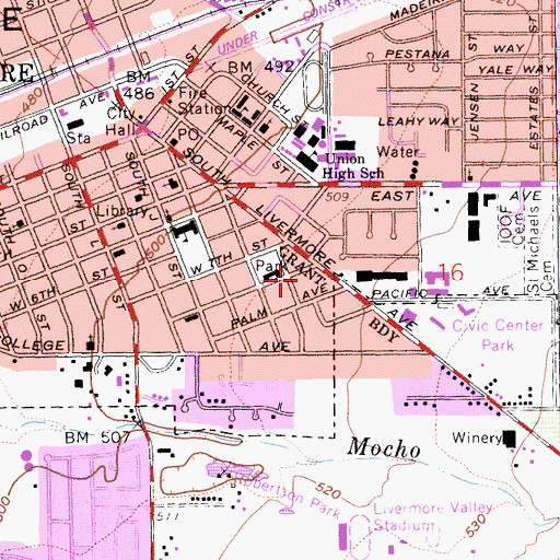 Topographic Map of Reorganized Church of Jesus Christ of Latter Day Saints, CA