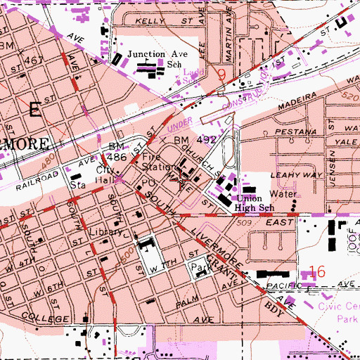 Topographic Map of Saint Michaels Roman Catholic Church, CA