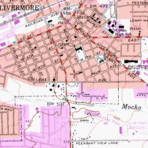Topographic Map of Saint Pauls Hospital (historical), CA